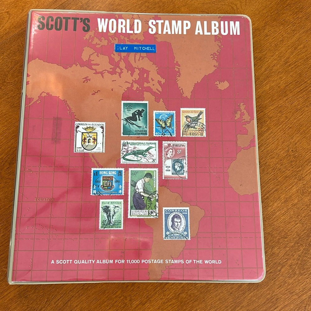 World stamp collection book. Partially filled in.